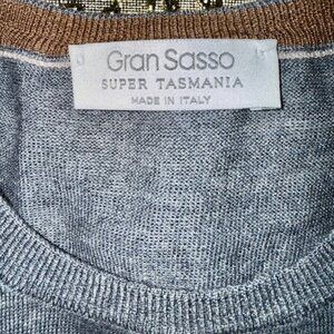 Gran Sasso of Italy, Super Tasmania, 100% Wool, Crew Neck Sweater Sz 50, Gray